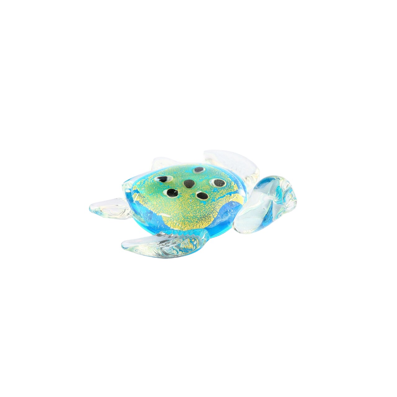 CC Home Furnishings 5" Blue and Green Glass Hand Blown Turtle Figurine
